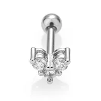 1 Piece Casual Simple Style Heart Shape Butterfly 316L Stainless Steel  Zircon 14K Gold Plated Cartilage Earrings sku image 4