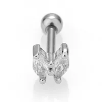 1 Piece Casual Simple Style Heart Shape Butterfly 316L Stainless Steel  Zircon 14K Gold Plated Cartilage Earrings sku image 5