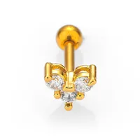 1 Piece Casual Simple Style Heart Shape Butterfly 316L Stainless Steel  Zircon 14K Gold Plated Cartilage Earrings sku image 10