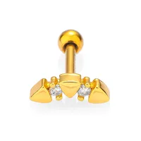 1 Piece Casual Simple Style Heart Shape Butterfly 316L Stainless Steel  Zircon 14K Gold Plated Cartilage Earrings sku image 12