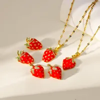 Elegant Strawberry Copper Women's Earrings Necklace Jewelry Set main image 1