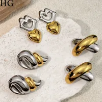 1 Pair Vacation Classic Style Color Block Plating 304 Stainless Steel Ear Studs main image 1