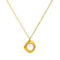 Vacation Classic Style Heart Shape Flower Mother Pearl Shellfish Titanium Steel Women's Pendant Necklace main image 5