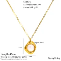 Vacation Classic Style Heart Shape Flower Mother Pearl Shellfish Titanium Steel Women's Pendant Necklace sku image 1