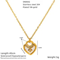 Vacation Classic Style Heart Shape Flower Mother Pearl Shellfish Titanium Steel Women's Pendant Necklace sku image 4