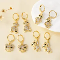 1 Pair Simple Style Bear Plating Inlay Copper Zircon 18K Gold Plated Drop Earrings main image 1