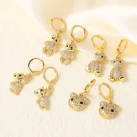 1 Pair Simple Style Bear Plating Inlay Copper Zircon 18K Gold Plated Drop Earrings main image 4