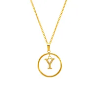 Classic Style Letter Titanium Steel Women's Pendant Necklace sku image 25