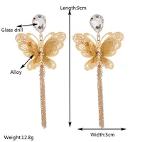 1 Pair Fairy Style Retro Lady Heart Shape Butterfly Alloy Rhinestones Drop Earrings main image 3