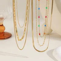 Casual Artistic Geometric 304 Stainless Steel Epoxy 18K Gold Plated Women's Three Layer Necklace main image 3