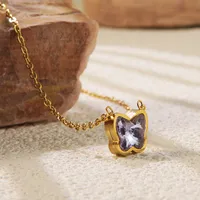 Casual Sweet Butterfly 304 Stainless Steel 18K Gold Plated Women's Pendant Necklace sku image 3