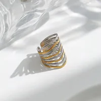 Hip-Hop Irregular 304 Stainless Steel Plating 14K Gold Plated Men's Open Rings main image 3