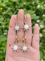 1 Pair/Package Casual Modern Style Sun Polishing Enamel Inlay Copper Zircon 18K Gold Plated Drop Earrings main image 2