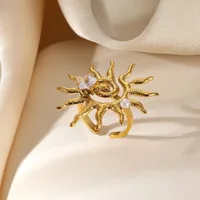 Vintage Style Simple Style Geometric Sun Star 304 Stainless Steel Women's Open Rings sku image 7