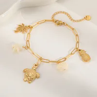 Casual Beach Tortoise Starfish Crab 304 Stainless Steel Inlay Acrylic 18K Gold Plated Women's Bracelets main image 5