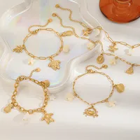 Casual Beach Tortoise Starfish Crab 304 Stainless Steel Inlay Acrylic 18K Gold Plated Women's Bracelets main image 3