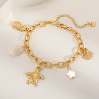 Casual Beach Tortoise Starfish Crab 304 Stainless Steel Inlay Acrylic 18K Gold Plated Women's Bracelets main image 6