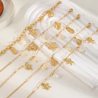 Casual Beach Tortoise Starfish Crab 304 Stainless Steel Inlay Acrylic 18K Gold Plated Women's Bracelets main image 1