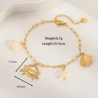 Casual Beach Tortoise Starfish Crab 304 Stainless Steel Inlay Acrylic 18K Gold Plated Women's Bracelets sku image 1