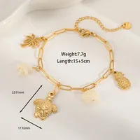 Casual Beach Tortoise Starfish Crab 304 Stainless Steel Inlay Acrylic 18K Gold Plated Women's Bracelets sku image 3