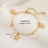 Casual Beach Tortoise Starfish Crab 304 Stainless Steel Inlay Acrylic 18K Gold Plated Women's Bracelets sku image 4