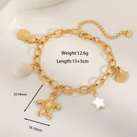Casual Beach Tortoise Starfish Crab 304 Stainless Steel Inlay Acrylic 18K Gold Plated Women's Bracelets sku image 5
