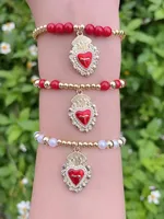 Casual Simple Style Letter Heart Shape Acrylic Pearl Copper Polishing Enamel Inlay Zircon 18K Gold Plated Women's Bracelets main image 1