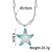 Vacation Classic Style Starfish Heart Shape Butterfly 304 Stainless Steel Artificial Pearl 18K Gold Plated Women's Pendant Necklace main image 2
