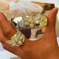Classic Style Solid Color Bee Copper Plating Inlay Zircon 18K Gold Plated Women's Jewelry Set main image 4