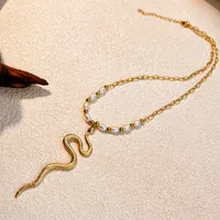 Vintage Style Classic Style Cross Snake Lightning 304 Stainless Steel Plating 18K Gold Plated Women's Pendant Necklace main image 4