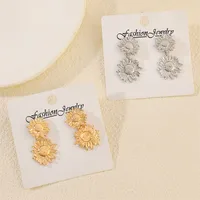 1 Pair Streetwear Flower Plating Alloy K Gold Plated Silver Plated Ear Studs main image 4