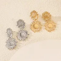 1 Pair Streetwear Flower Plating Alloy K Gold Plated Silver Plated Ear Studs main image 9