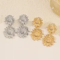 1 Pair Streetwear Flower Plating Alloy K Gold Plated Silver Plated Ear Studs main image 10
