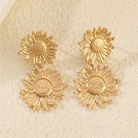 1 Pair Streetwear Flower Plating Alloy K Gold Plated Silver Plated Ear Studs sku image 1