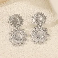 1 Pair Streetwear Flower Plating Alloy K Gold Plated Silver Plated Ear Studs sku image 4
