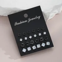1 Set Retro Classic Style Geometric Plating Alloy Zircon Small Stud Earrings sku image 1