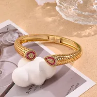 Casual Vacation Modern Style Round Water Droplets Copper Handmade Polishing Inlay Zircon 18K Gold Plated White Gold Plated Women's Bangle main image 4