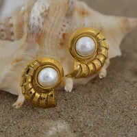 Beach Tropical Ocean Conch 304 Stainless Steel 18K Gold Plated Ear Studs main image 1