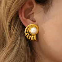 Beach Tropical Ocean Conch 304 Stainless Steel 18K Gold Plated Ear Studs main image 3