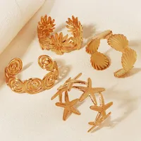 Vacation Starfish Conch Shell 304 Stainless Steel 18K Gold Plated Women's Bangle main image 1