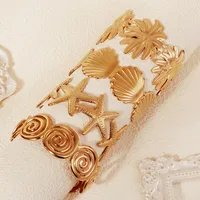 Vacation Starfish Conch Shell 304 Stainless Steel 18K Gold Plated Women's Bangle main image 4