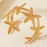 Vacation Starfish Conch Shell 304 Stainless Steel 18K Gold Plated Women's Bangle main image 7