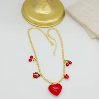 Casual Retro Cherry Heart Shape Copper Women's Pendant Necklace main image 4