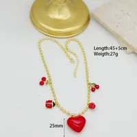 Casual Retro Cherry Heart Shape Copper Women's Pendant Necklace main image 2