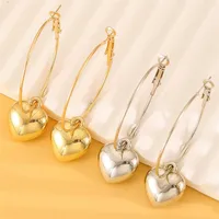 1 Pair Modern Style Heart Shape Plating CCB K Gold Plated White Gold Plated Hoop Earrings main image 4