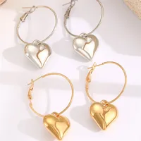 1 Pair Modern Style Heart Shape Plating CCB K Gold Plated White Gold Plated Hoop Earrings main image 6