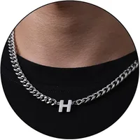 Retro Classic Style Letter Titanium Steel Polishing Men's Pendant Necklace sku image 9