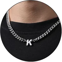 Retro Classic Style Letter Titanium Steel Polishing Men's Pendant Necklace sku image 12