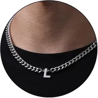 Retro Classic Style Letter Titanium Steel Polishing Men's Pendant Necklace sku image 13