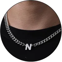 Retro Classic Style Letter Titanium Steel Polishing Men's Pendant Necklace sku image 15